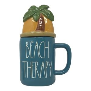 RAE DUNN BEACH THERAPY MUG WITH PALM TREE TOPPER🌴